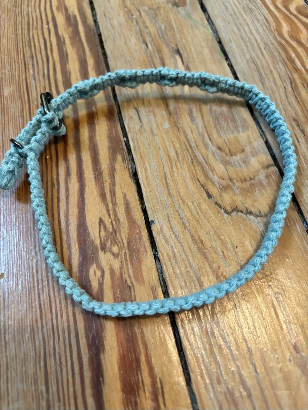 Handmade Boho Macrame Adjustable Braided Light Blue Dog Collar